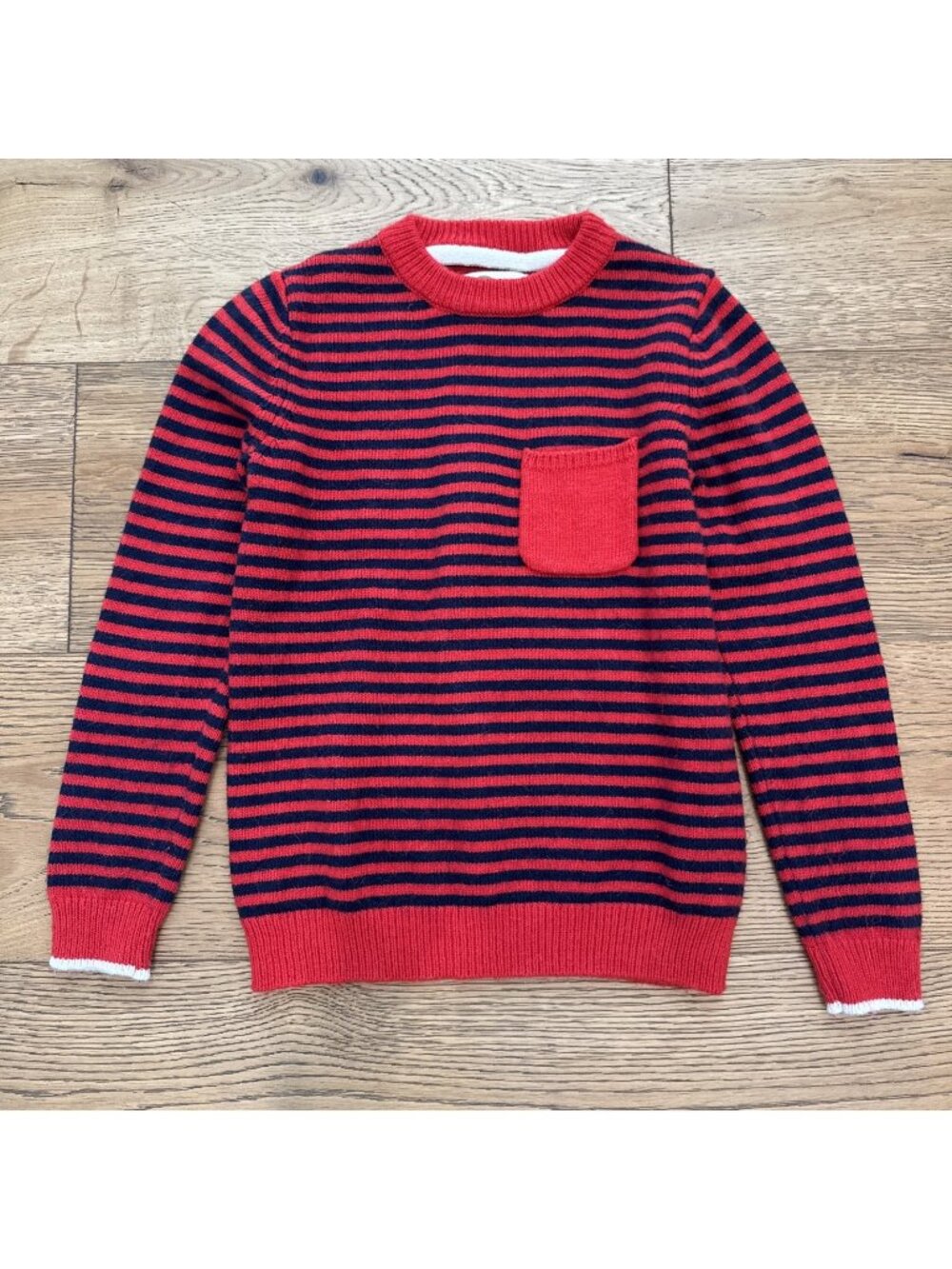 Boden Red And Navy Striped Sweater Size 8-9Y